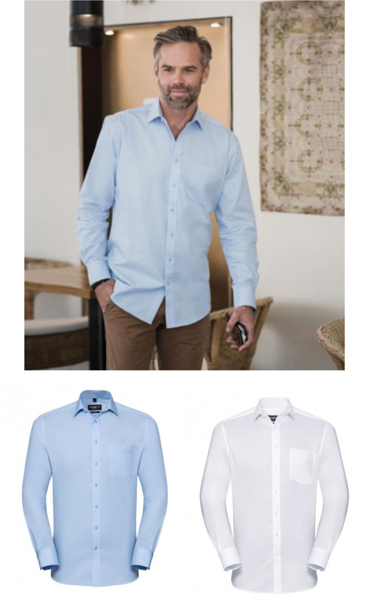 Russell 972m Long Sleeve Tailored Coolmax Shirt  Russell 972m Long Sleeve Tailored Coolmax Shirt